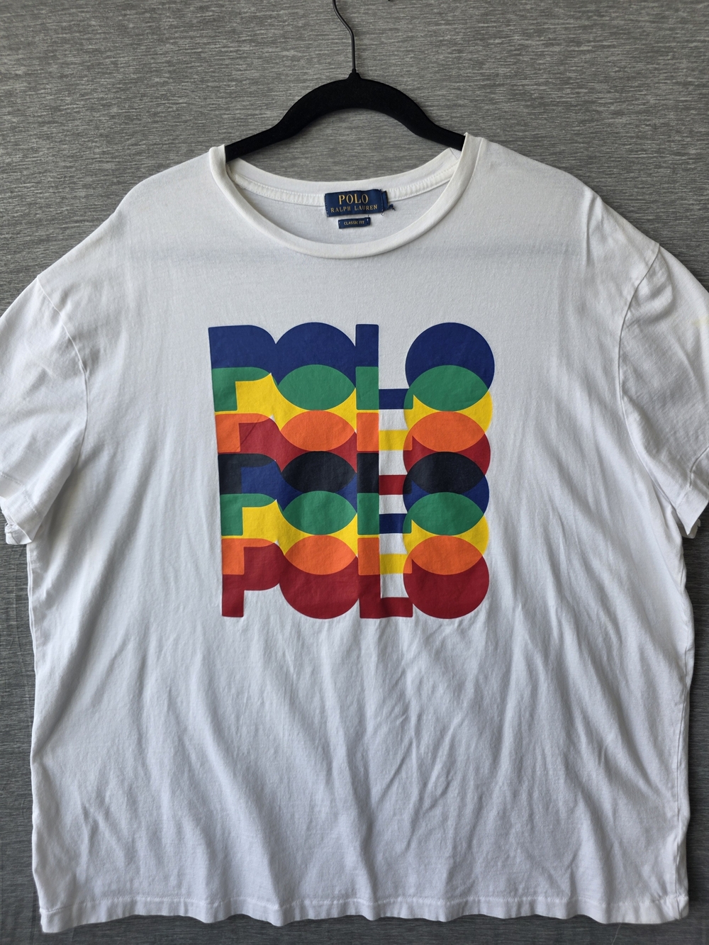 Polo Ralph Lauren Classic Fit Graphic T Shirt Multicolor Big Logo White Men’s